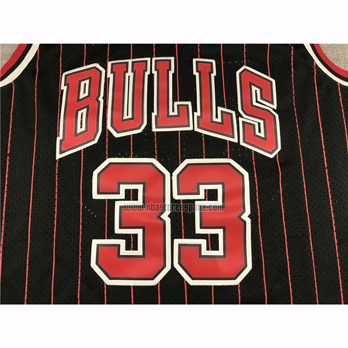 Camiseta Chicago Bulls Scottie Pippen NO 33 Hardwood Classics Throwback 1995-96 Negro